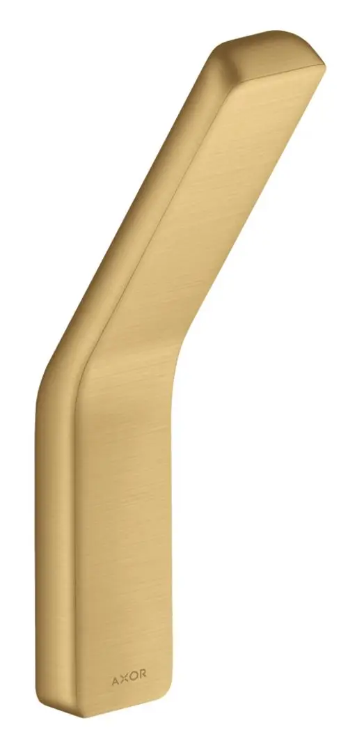 Goldfarbener Handtuchhaken mit minimalistischer Formgebung, hergestellt von AXOR. Die Oberfläche wirkt gebürstet und ist so gestaltet, dass sie in verschiedene Badezimmerstile passt.